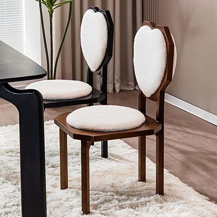 Contemporary Heart Lambswool Wood Dining Chair