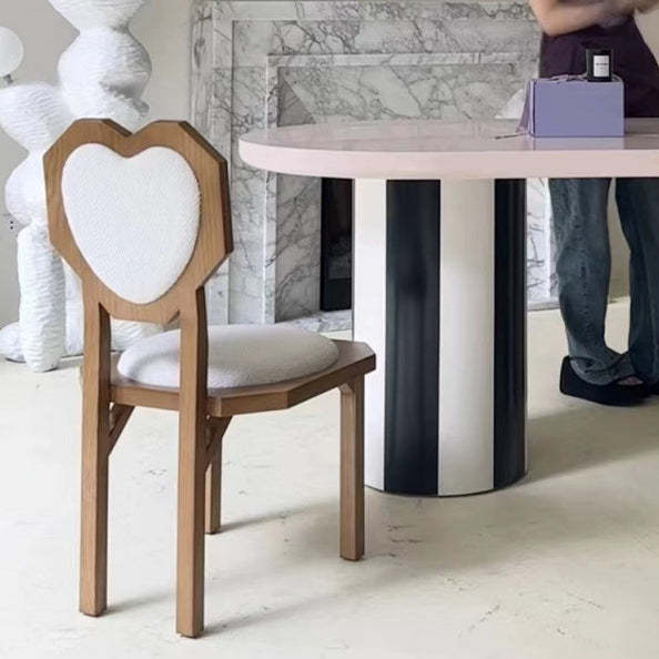 Contemporary Heart Lambswool Wood Dining Chair