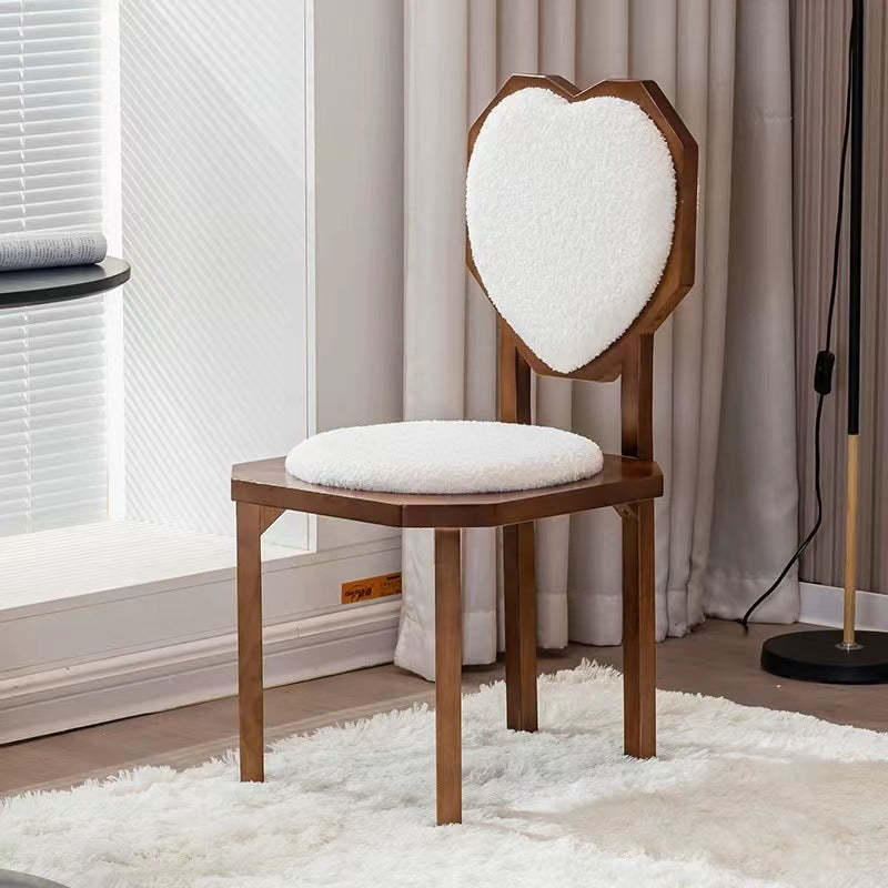 Contemporary Heart Lambswool Wood Dining Chair