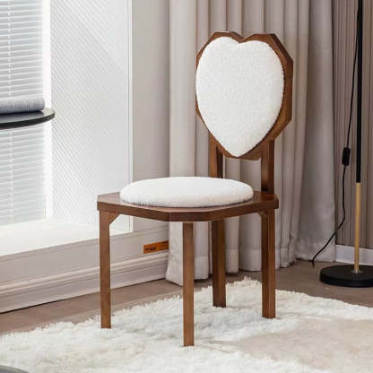 Contemporary Heart Lambswool Wood Dining Chair