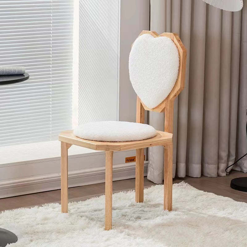 Creative lambswool heart dining chairs & benches in wood — White / Natural Wood