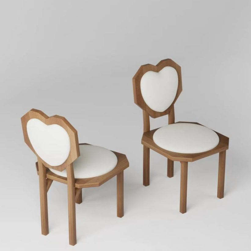 Contemporary Heart Lambswool Wood Dining Chair