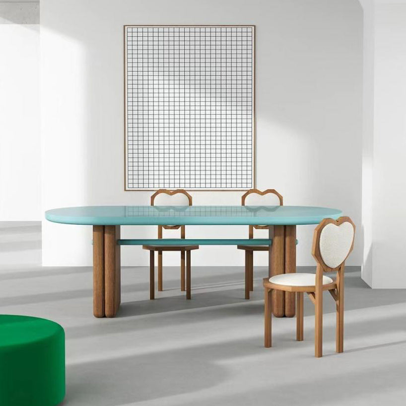 Contemporary Heart Lambswool Wood Dining Chair