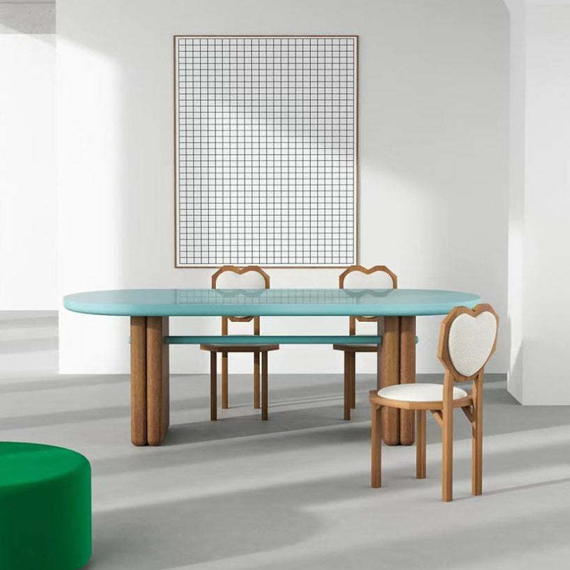 Contemporary Heart Lambswool Wood Dining Chair