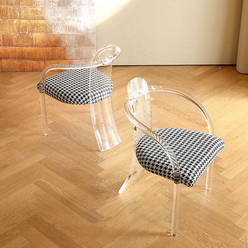 Nordic Acrylic Arc Leaves Fabric Dining Chair