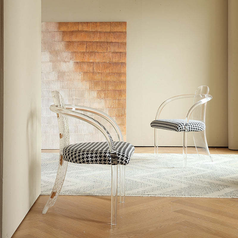 Nordic Acrylic Arc Leaves Fabric Dining Chair