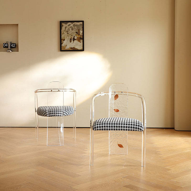 Nordic Acrylic Arc Leaves Fabric Dining Chair
