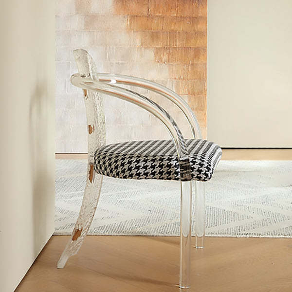 Nordic Acrylic Arc Leaves Fabric Dining Chair
