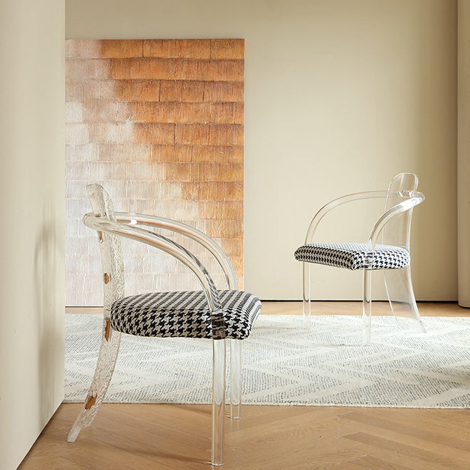 Nordic Acrylic Arc Leaves Fabric Dining Chair