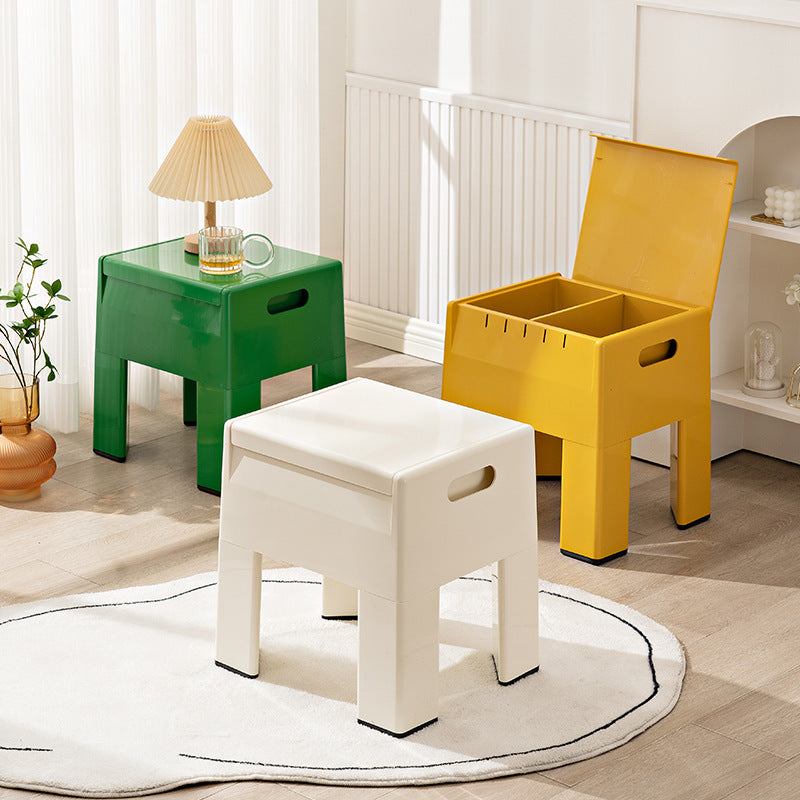 Nordic Square Storage Footstool — Off White