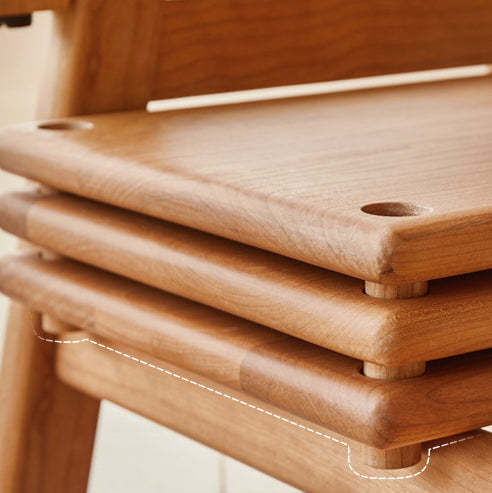 Japanese Cherry Wood Stackable Storage Dining Chair
