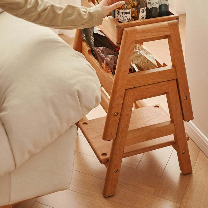 Japanese Cherry Wood Stackable Storage Dining Chair