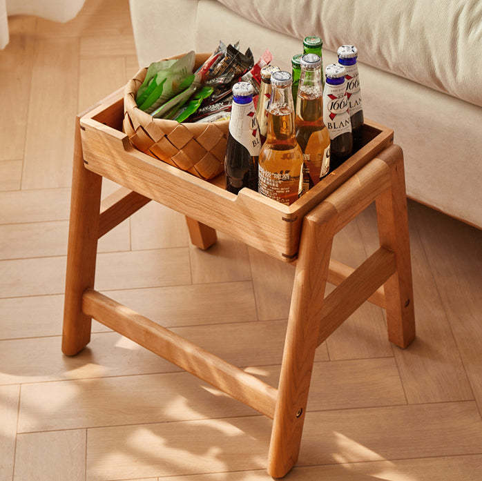 Japanese Cherry Wood Stackable Storage Dining Chair