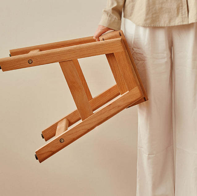 Japanese Cherry Wood Stackable Storage Dining Chair