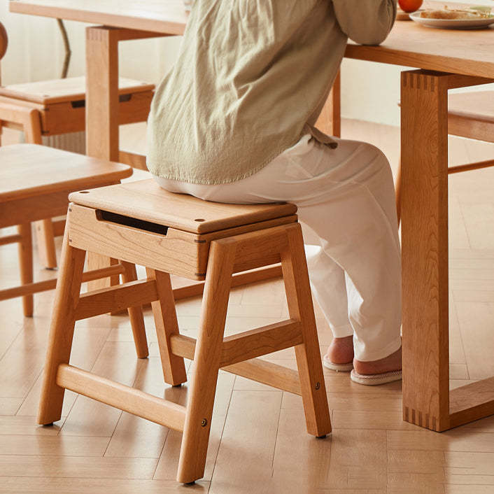 Japanese Cherry Wood Stackable Storage Dining Chair