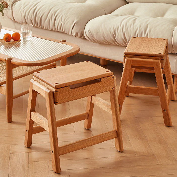 Japanese Cherry Wood Stackable Storage Dining Chair