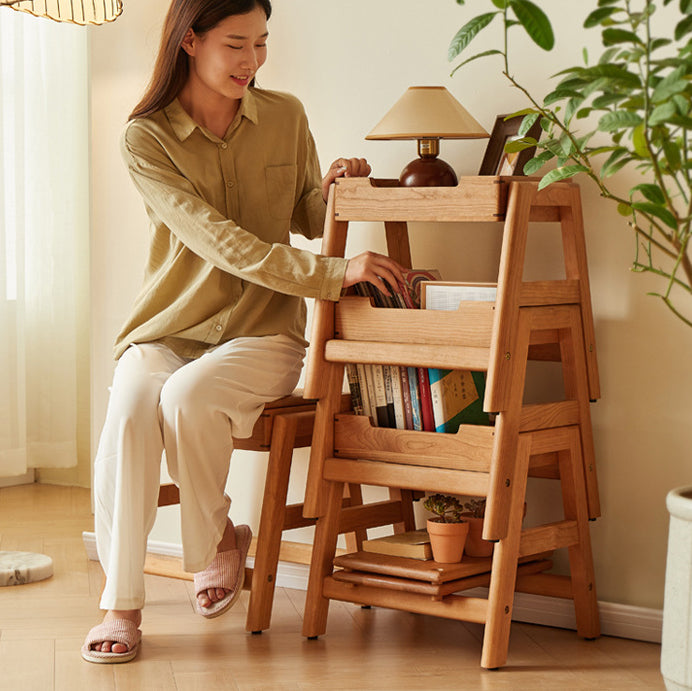 Japanese Cherry Wood Stackable Storage Dining Chair