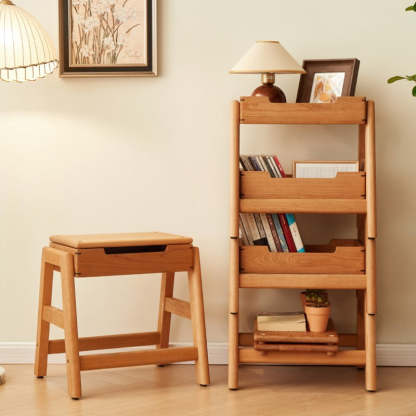 Japanese Cherry Wood Stackable Storage Dining Chair