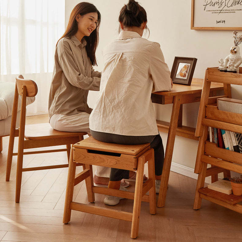 Japanese Cherry Wood Stackable Storage Dining Chair