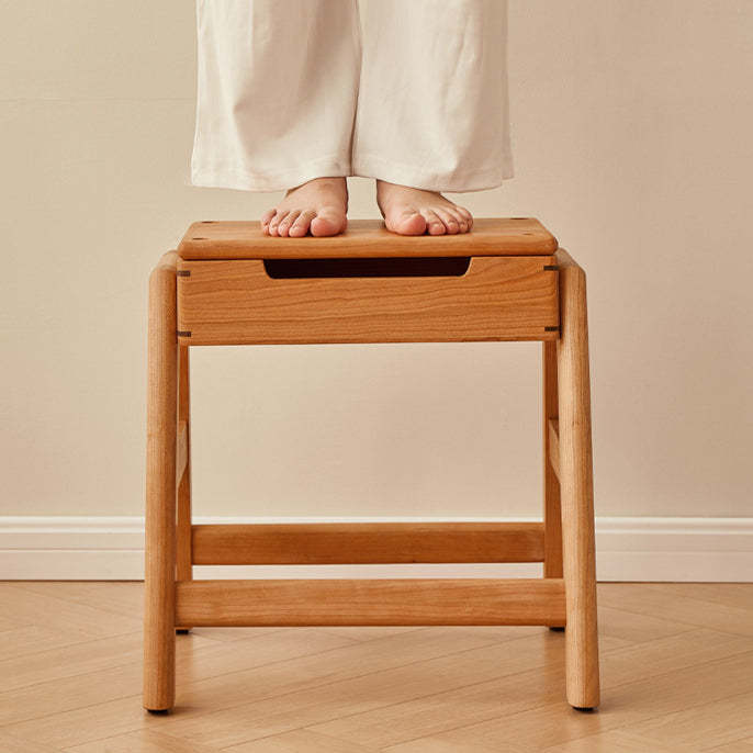 Japanese Cherry Wood Stackable Storage Dining Chair