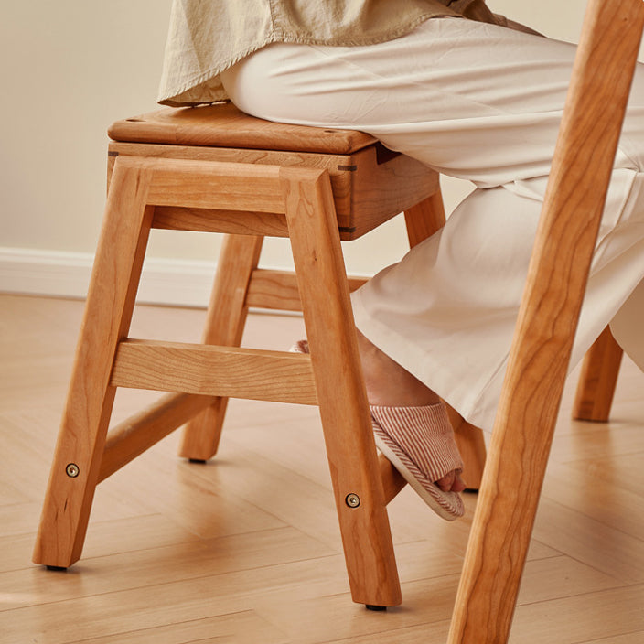 Japanese Cherry Wood Stackable Storage Dining Chair