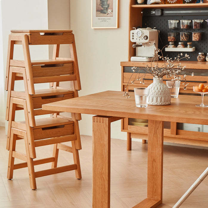 Japanese Cherry Wood Stackable Storage Dining Chair