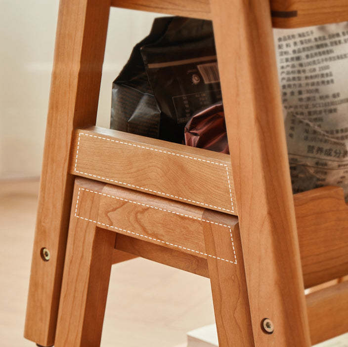 Japanese Cherry Wood Stackable Storage Dining Chair