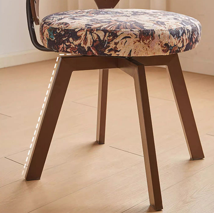 French Shell Round Wood Swivel Dining Chair