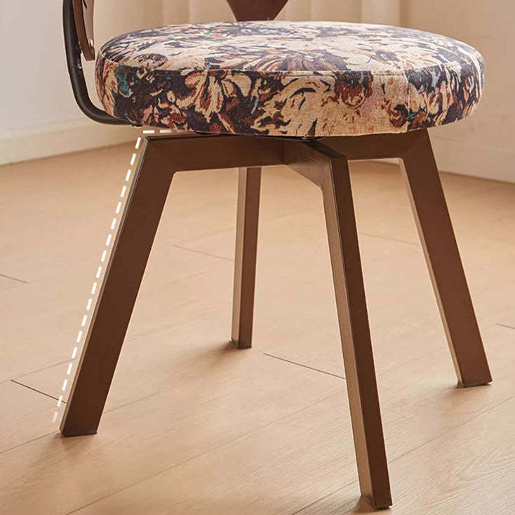 French Shell Round Wood Swivel Dining Chair