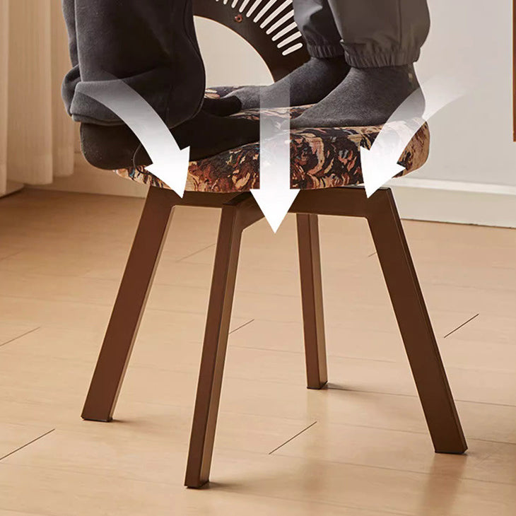 French Shell Round Wood Swivel Dining Chair