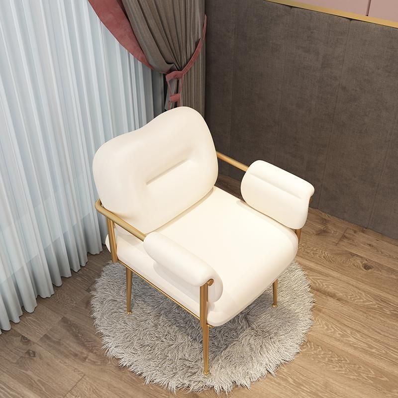 Nordic Iron Leather Square Accent Chair