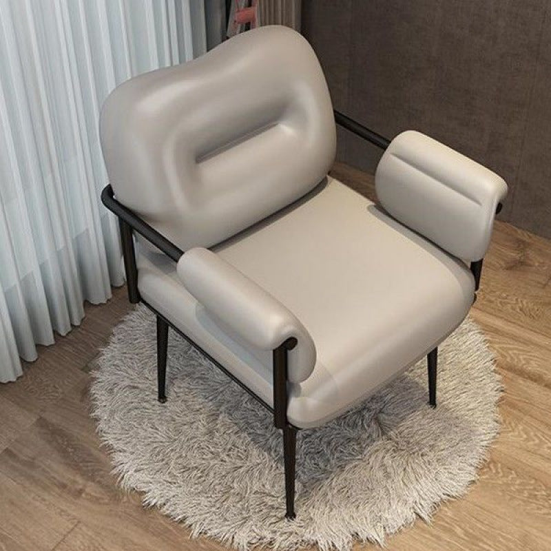 Nordic Iron Leather Square Accent Chair — Gold / Gray