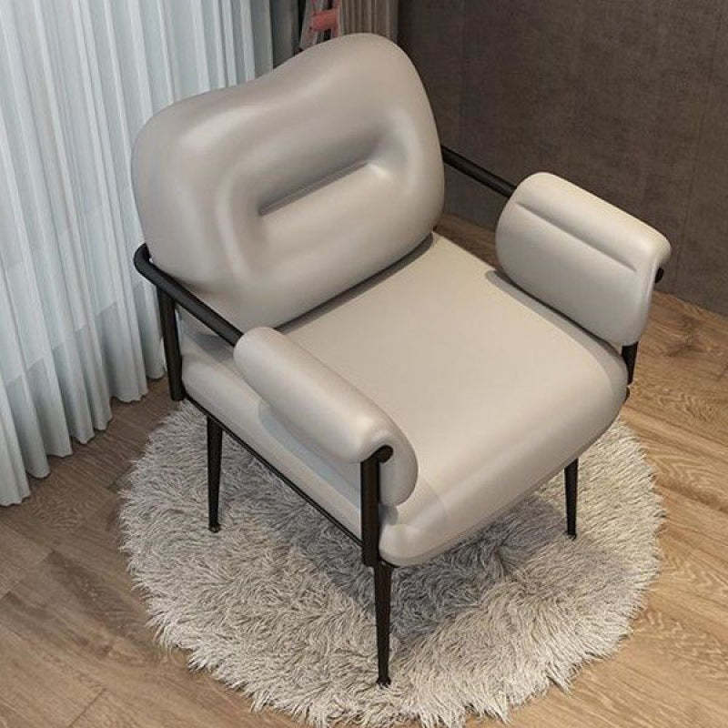Nordic Iron Leather Square Accent Chair — Gold / Gray