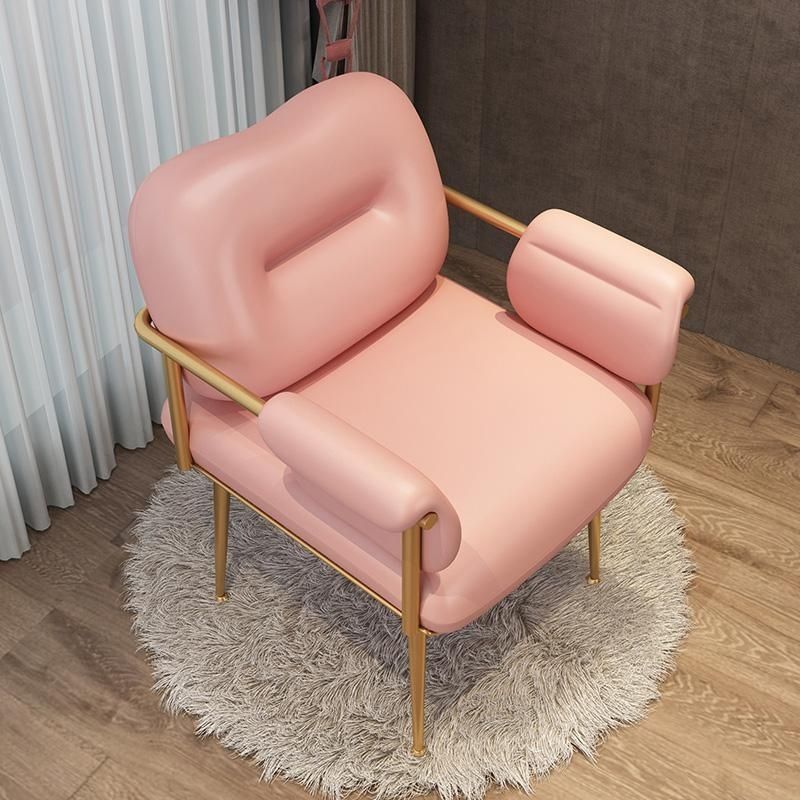 Nordic Iron Leather Square Accent Chair