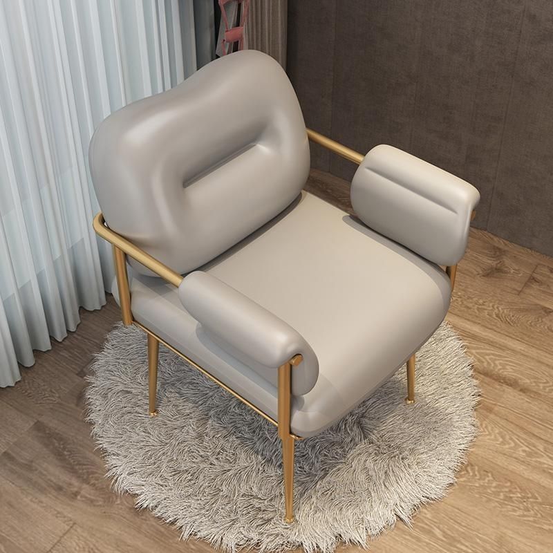 Nordic Iron Leather Square Accent Chair