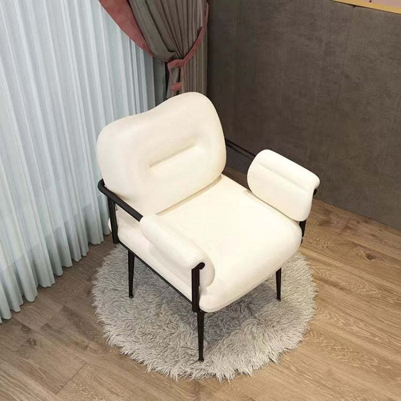 Nordic Iron Leather Square Accent Chair