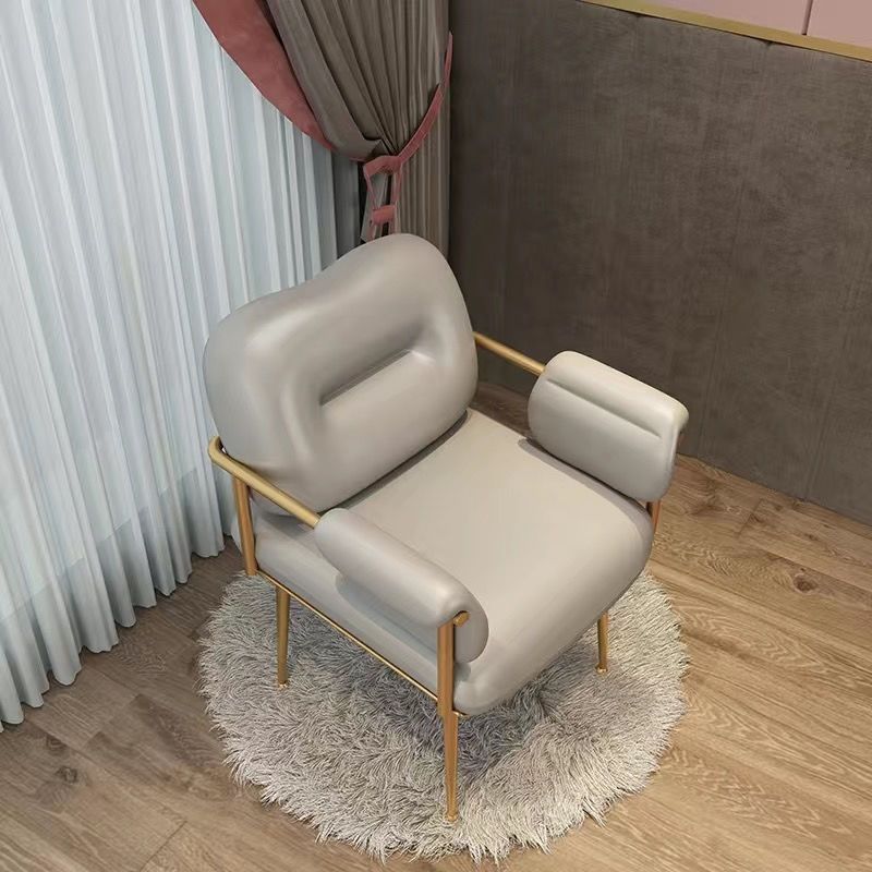 Nordic Iron Leather Square Accent Chair
