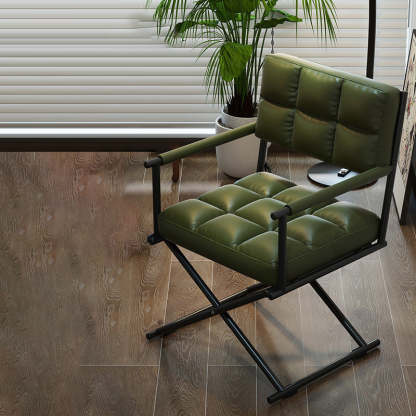 Nordic Geometric Leather Iron Desk Chair