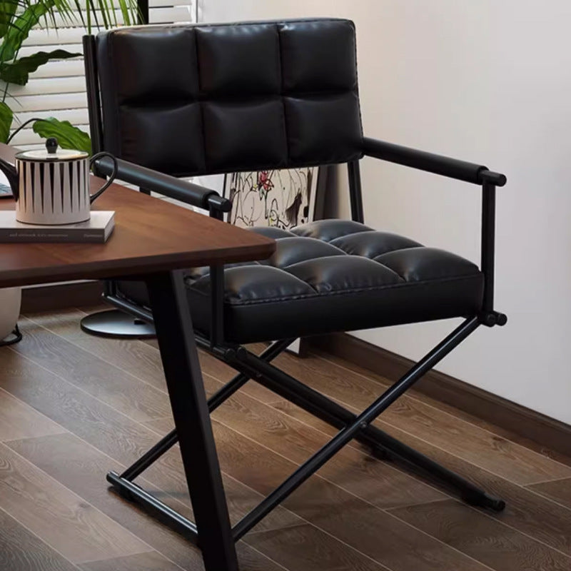 Nordic Geometric Leather Iron Desk Chair