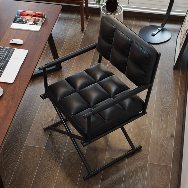 Nordic Geometric Leather Iron Desk Chair