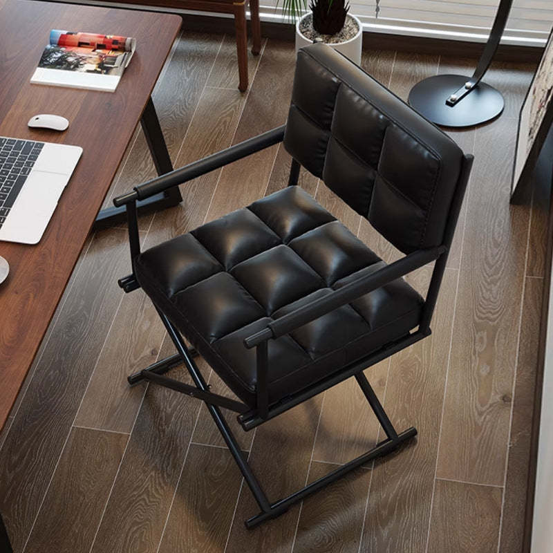 Nordic Geometric Leather Iron Desk Chair