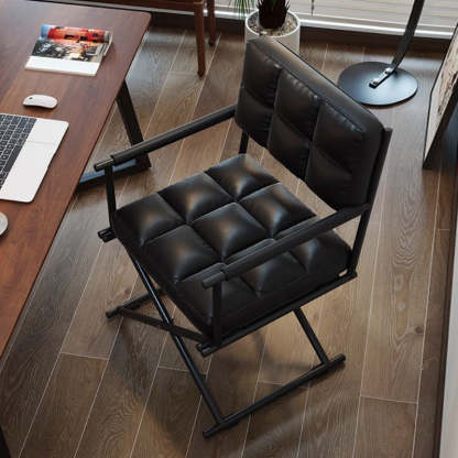 Nordic Geometric Leather Iron Desk Chair