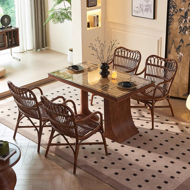 Boho Rattan Woven Ash Accent Chair