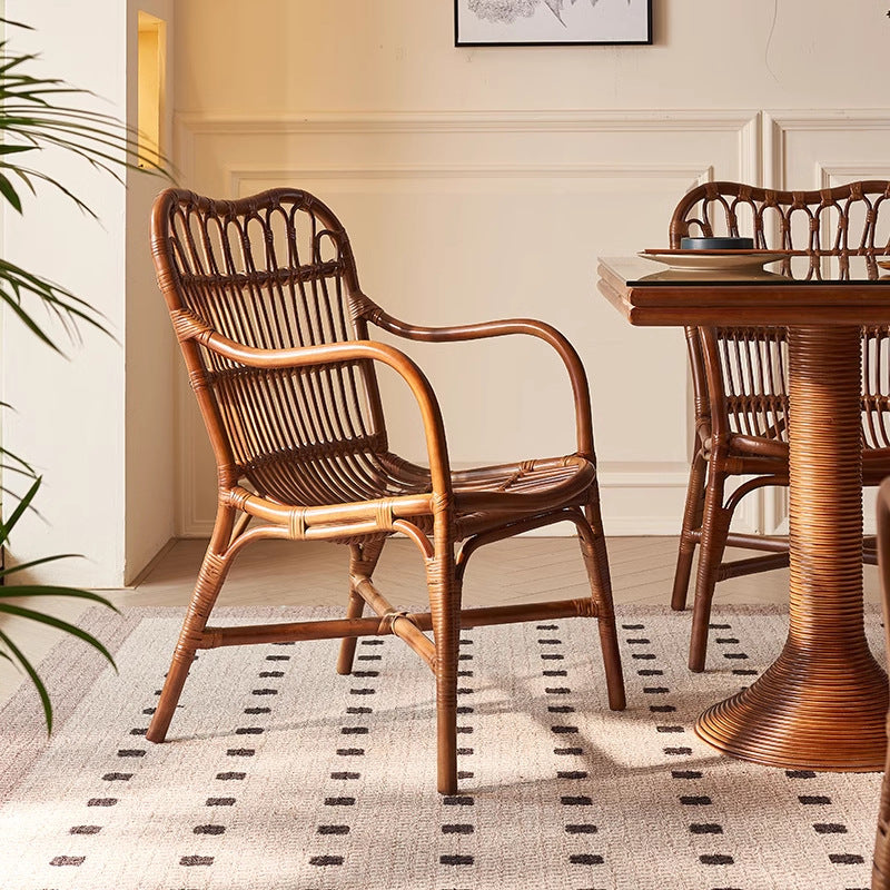 Boho Rattan Woven Ash Accent Chair