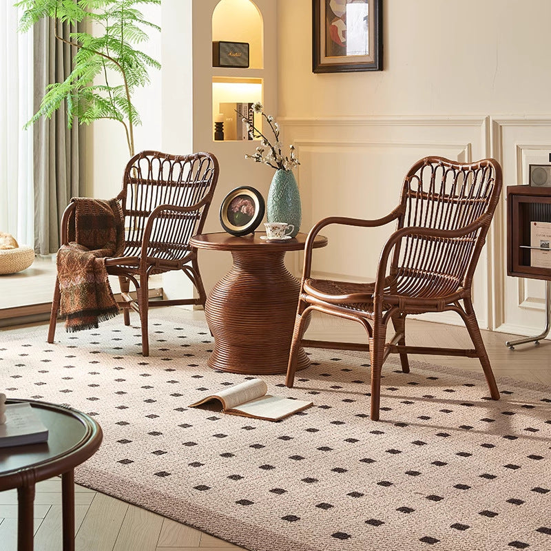 Boho Rattan Woven Ash Accent Chair