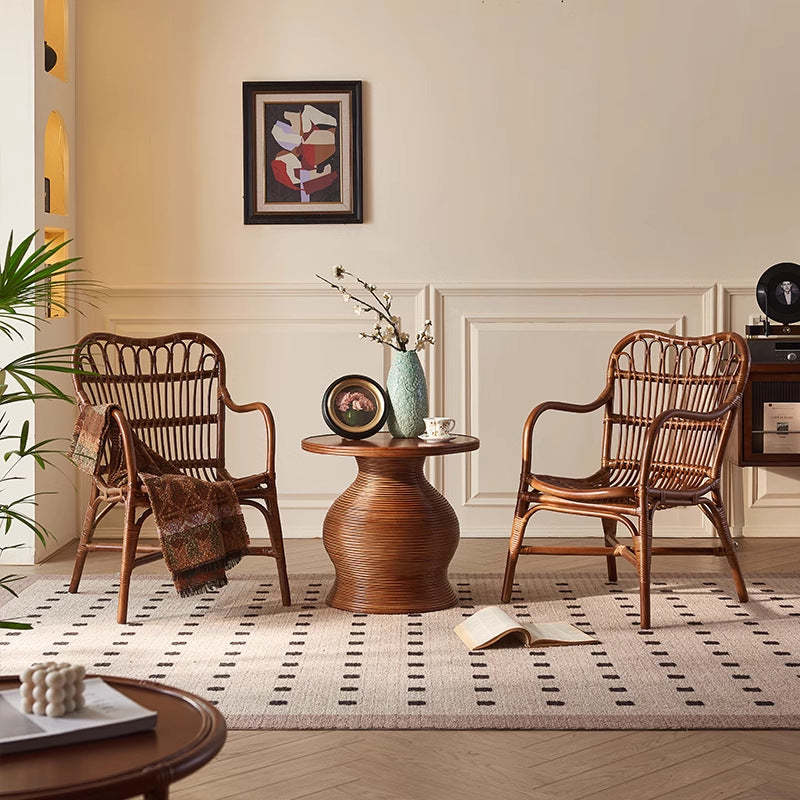 Boho Rattan Woven Ash Accent Chair