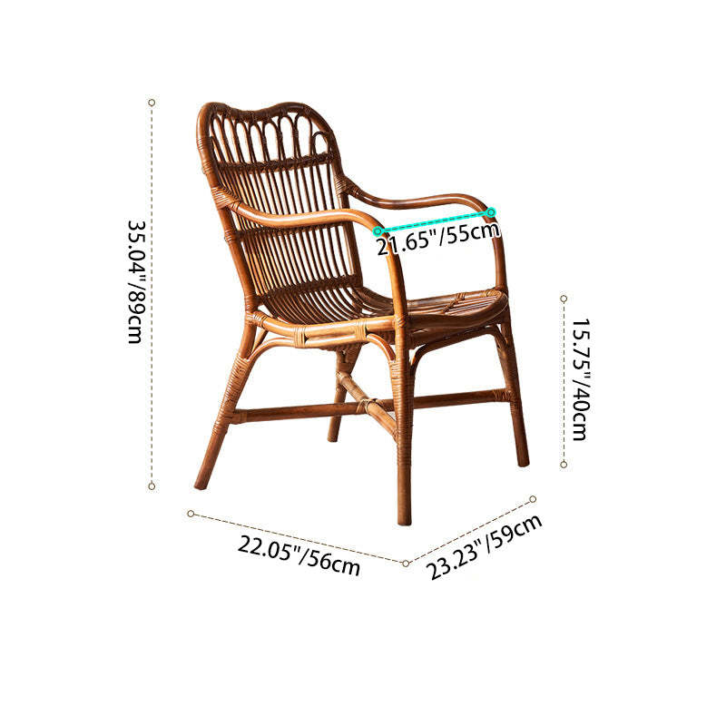 Boho Rattan Woven Ash Accent Chair