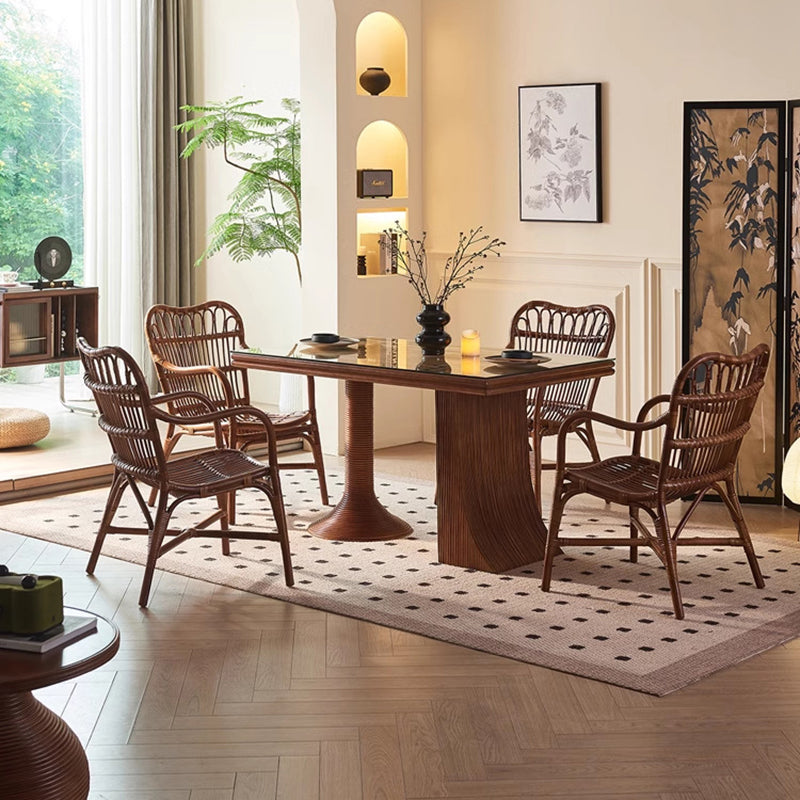 Boho Rattan Woven Ash Accent Chair