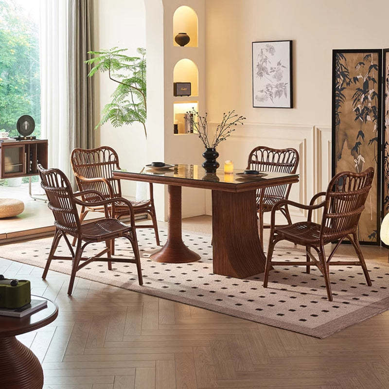 Boho Rattan Woven Ash Accent Chair