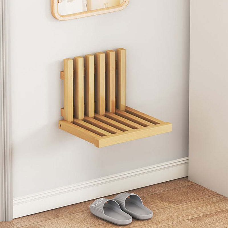 Contemporary Bamboo Wall-Mount Foldable Footstool — Hanging / Wood Color